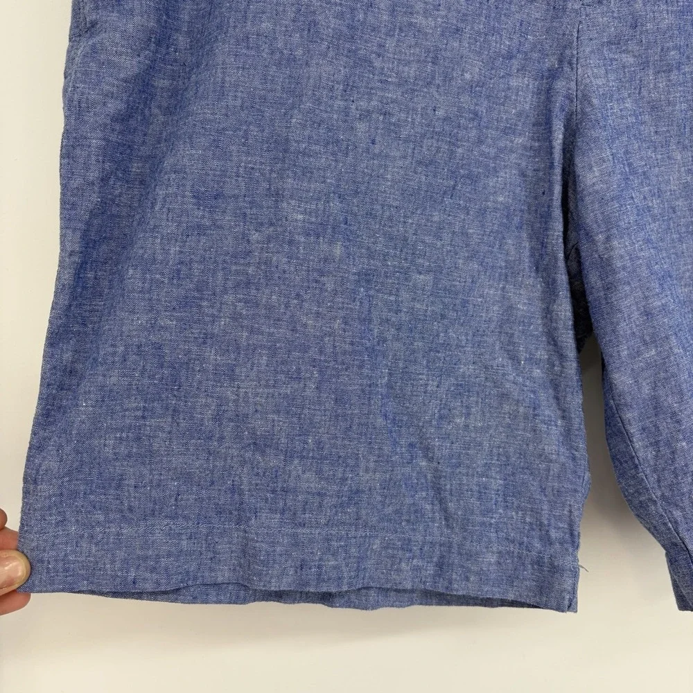 Banana Republic Aiden Shorts Mens 34 x 10 Linen Blend Chino Blue Beach‎ Summer